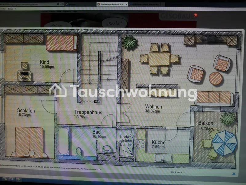 Tauschwohnung: 3-Zimmer-Wohnung mit Balkon im Märkischen Viertel — photo 1